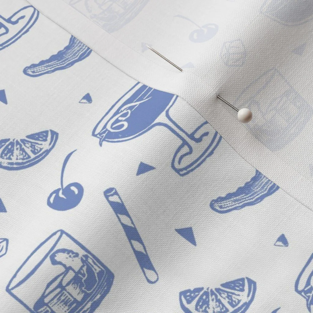 Happy Hour Cocktails & Cherries-Mid-Century Bar Drink Pattern Blue