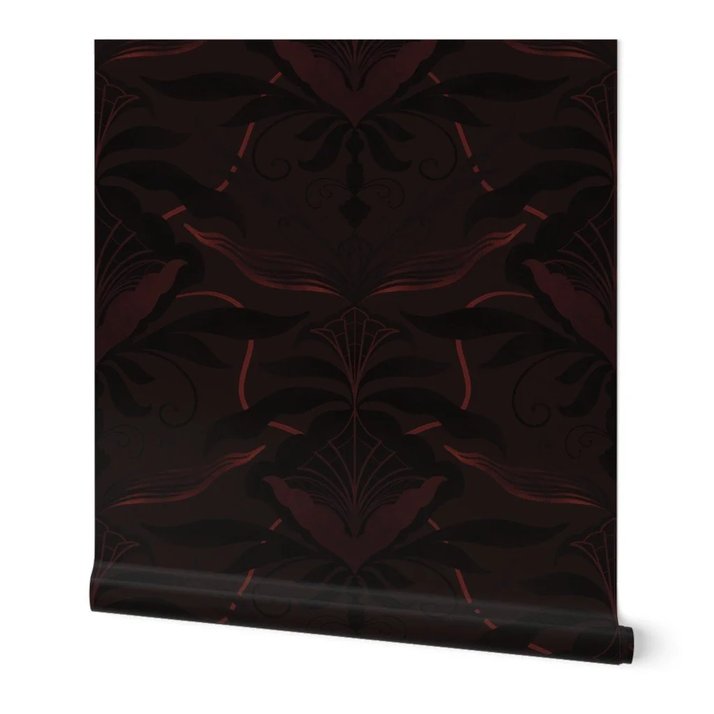 Art Nouveau Botanical Damask-Rouge