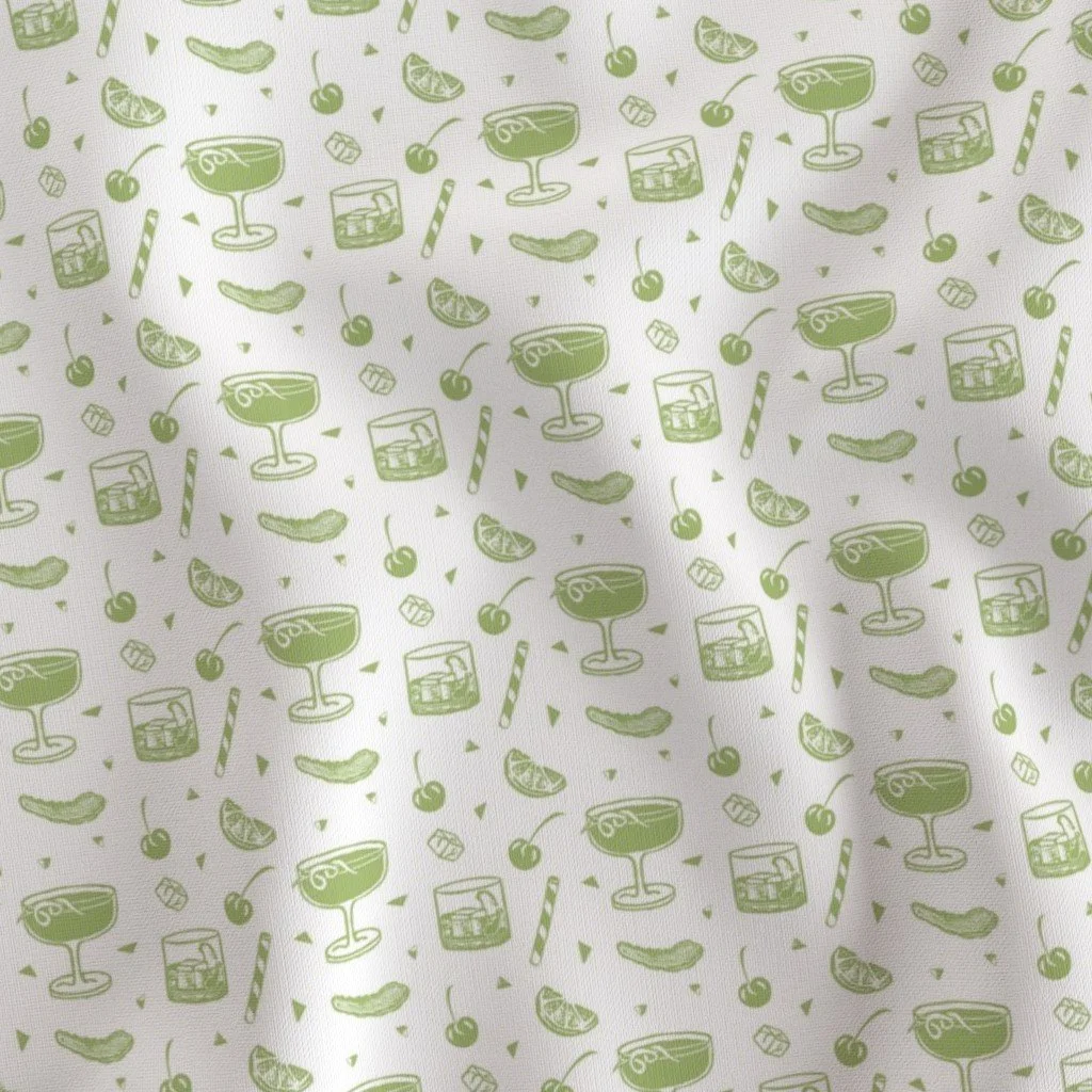 Happy Hour Cocktails & Cherries-Mid-Century Bar Drink Pattern Lime