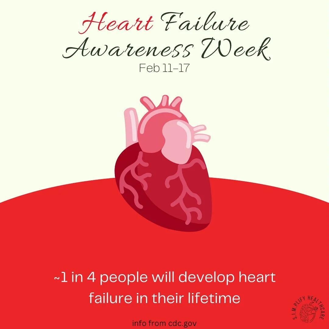 This week, starting yesterday, is Heart Failure Awareness Week! Heart failure occurs when the heart is not working as well as it should work. One sign of heart failure is fluid buildup that results is ankle or leg swelling from the kidneys retaining 