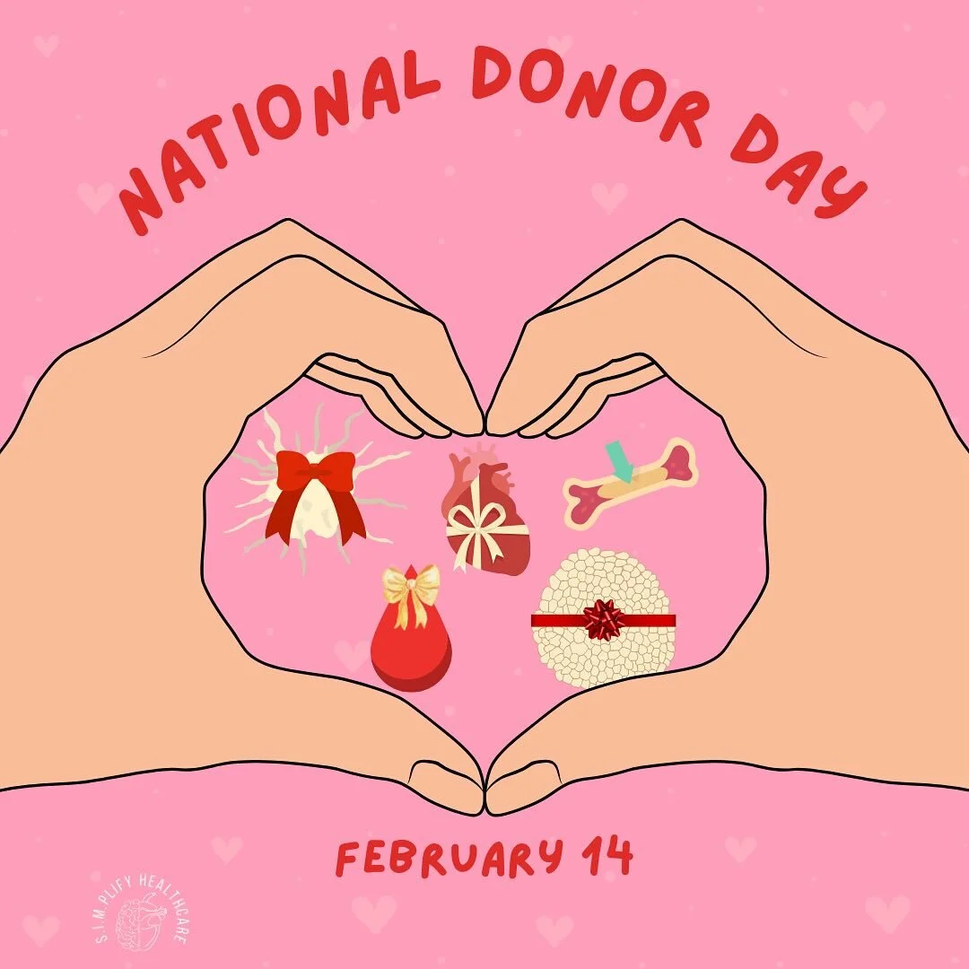 Happy Valentine&rsquo;s Day! In addition, it&rsquo;s also National Donor Day. Did you know ONE organ donor can save 8 lives? Donors can donate blood, tissue, organs, bone marrow, and other things. #SIMplifyHealthcare #Donate #OrganDonation #donorday