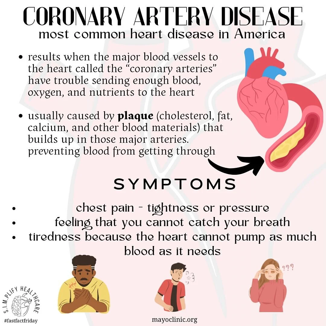 Our #FastFactFriday is on coronary artery disease - the most common heart disease in America. CAD can be treated through coronary angioplasty (a tiny inflated balloon that widens the blocked artery) and placing a stent to hold the artery open. Unfort