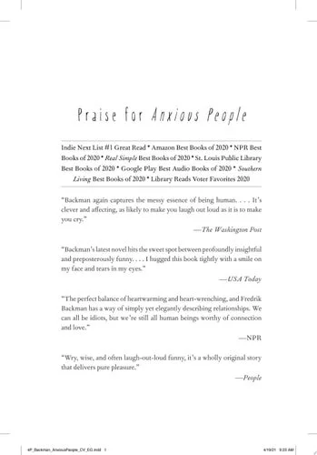 Book cover: Anxious People: A Novel by Fredrik Backman