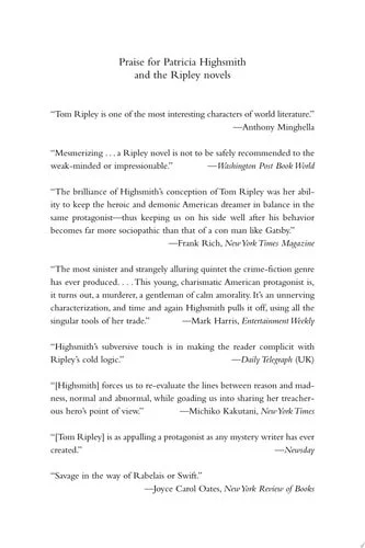 Book cover: The Talented Mr. Ripley by Patricia Highsmith