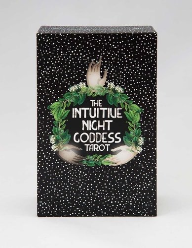 Book cover: INTUITIVE NIGHT GODDESS TAROT Deck and Guidebook by LINZI. SILVERMAN