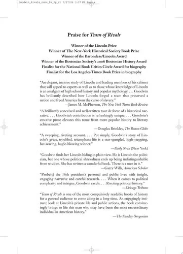 Book cover: Team of Rivals: The Political Genius of Abraham Lincoln by Doris Kearns Goodwin
