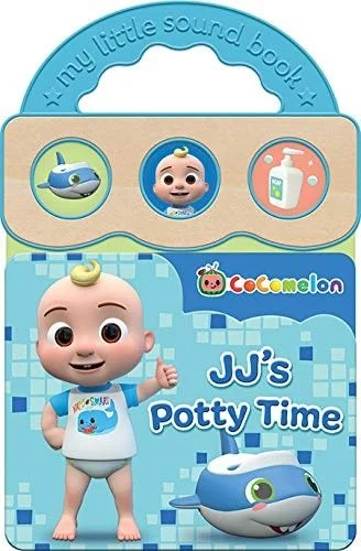 Book cover: Cocomelon JJ's Potty Time 3-Button Potty Training Sound Board Book by Scarlett Wing