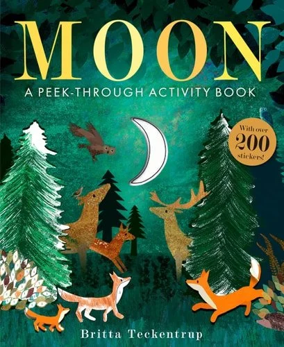 Book cover: Moon: A Peek-Through Activity Book: With over 200 stickers by Britta Teckentrup