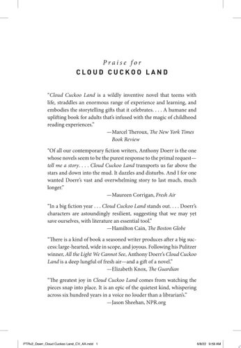Book cover: Cloud Cuckoo Land: A Novel by Anthony Doerr