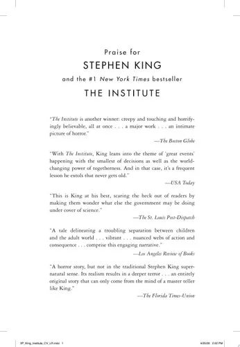Book cover: The Institute: A Novel by Stephen King