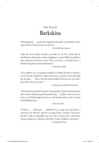 Book cover: Barkskins by Annie Proulx