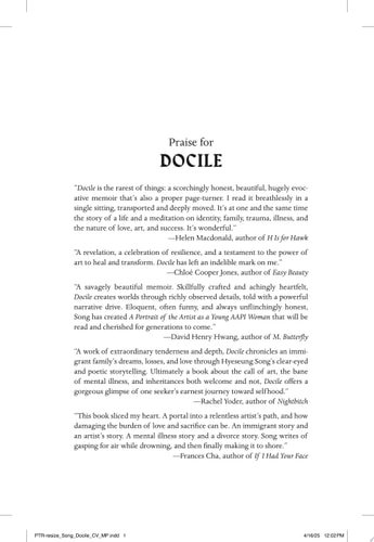 Book cover: Docile Memoirs of a Not-So-Perfect Asian Girl by Hyeseung Song