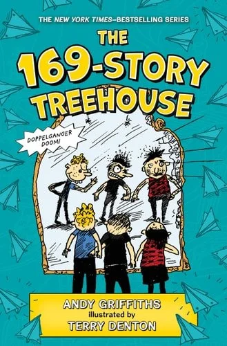 Book cover: The 169-Story Treehouse Doppelganger Doom! by Andy Griffiths
