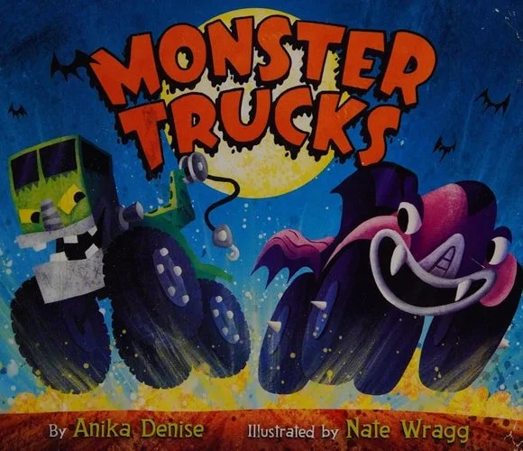 Book cover: Monster Trucks Board Book by Anika Denise