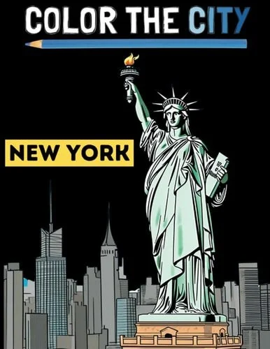 Book cover: New York City Adult Coloring Book by COLOR. THE CITY