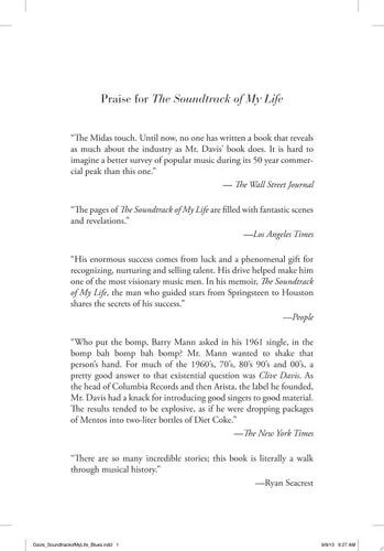 Book cover: The Soundtrack of My Life by Clive Davis