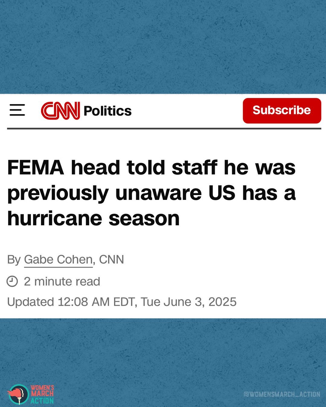 This level of incompetence is alarming and puts Americans in harm&rsquo;s way.

📰: @cnn
🔗: www.cnn.com/2025/06/02/politics/david-richardson-fema-head-unaware-hurricane-season

#ProtectOurCommunities