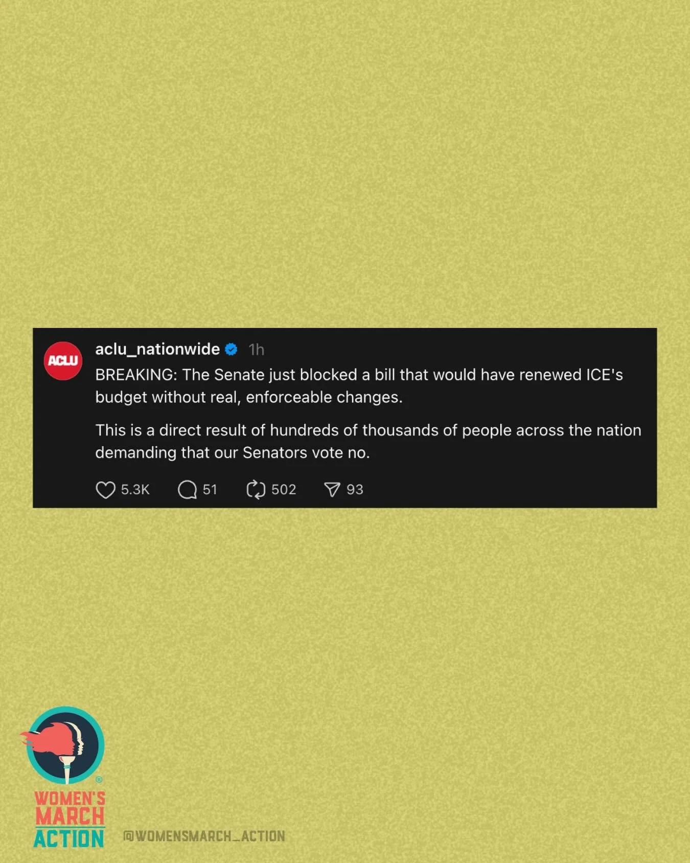 Calling our elected officials matters! 🔥

The fight is not over; we must continue the pressure to ensure they hold their guard and don&rsquo;t allow any more funding without accountability. 

✍️: @aclu_nationwide 

#Fighting #BreakingNews #ShowUp #C
