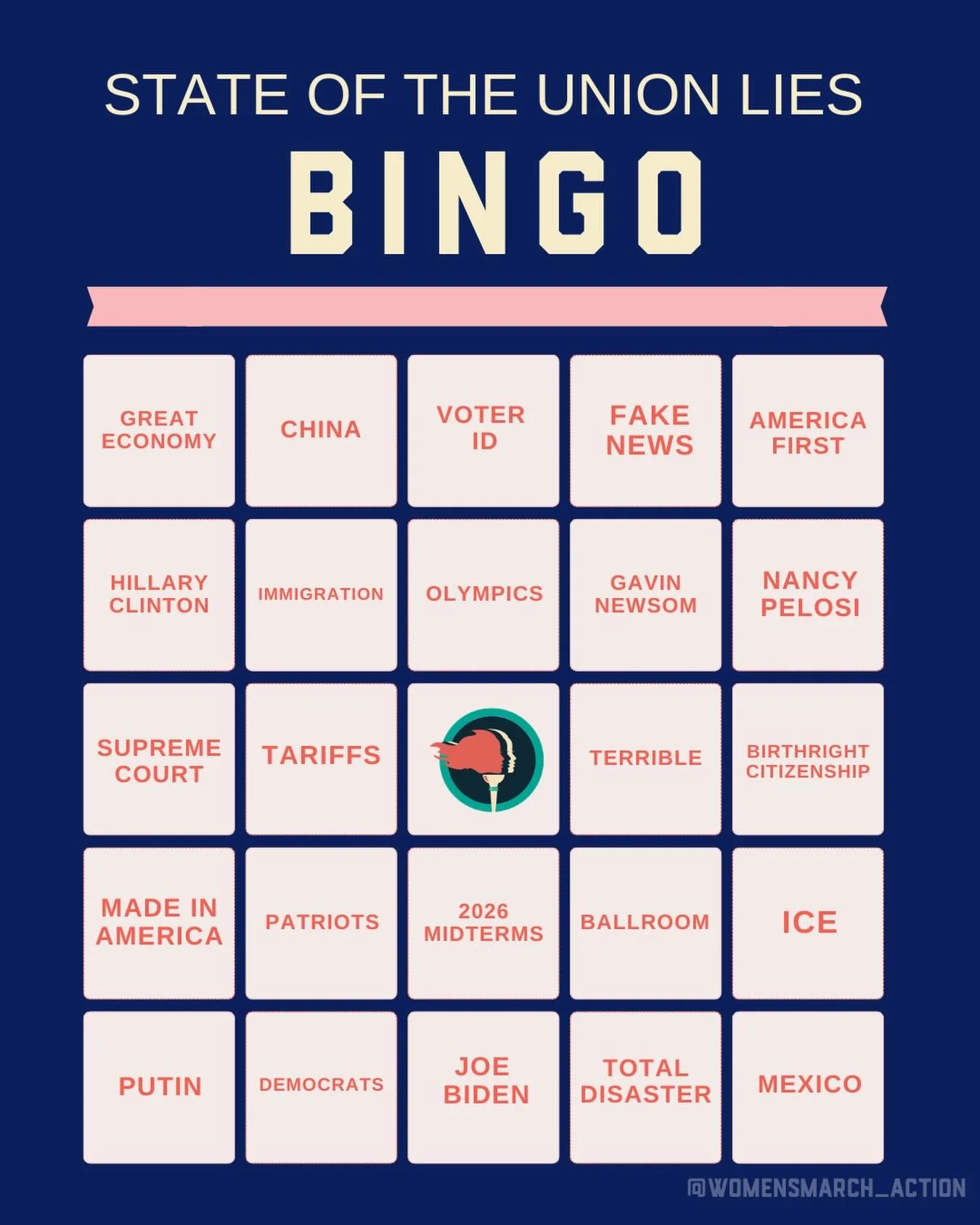 State of the Union 2026: grab your bingo card&hellip; because we all know it&rsquo;ll be recycled talking points, ignoring the fear and uncertainty our communities are facing nationwide. 

#Bingo #StateOfTheUnion