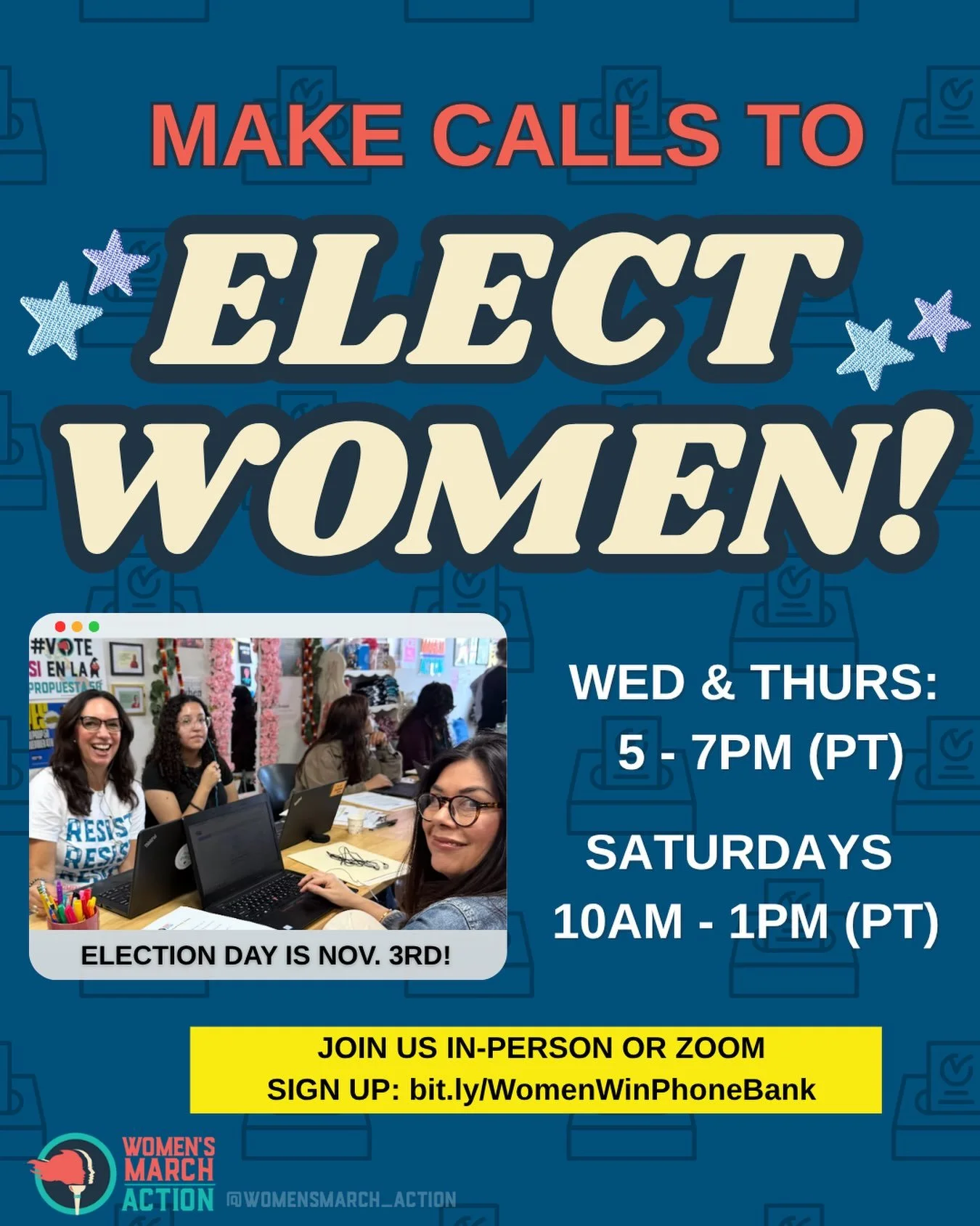 THIS IS HOW WE WIN. ⚡️ 

Join us every Wednesday, Thursday, and Saturday to help us elect women running for office nationwide! We&rsquo;re hitting the phones to reach voters and mobilize our communities ahead of Election Day. 

☎️ Tap the link in our