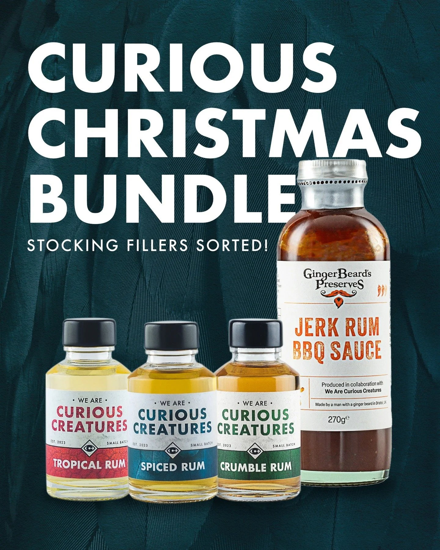 This Christmas, curiosity tastes like rum. π₯
Unwrwap the Curious Christmas Bundle - A miniature of each of our rums and a bottle of our Jerk Rum BBQ Sauce. 
Gift it, grill with it, or sip it... we won't judge. 
.
.
.
.
#wearecuriouscreatures #curiou