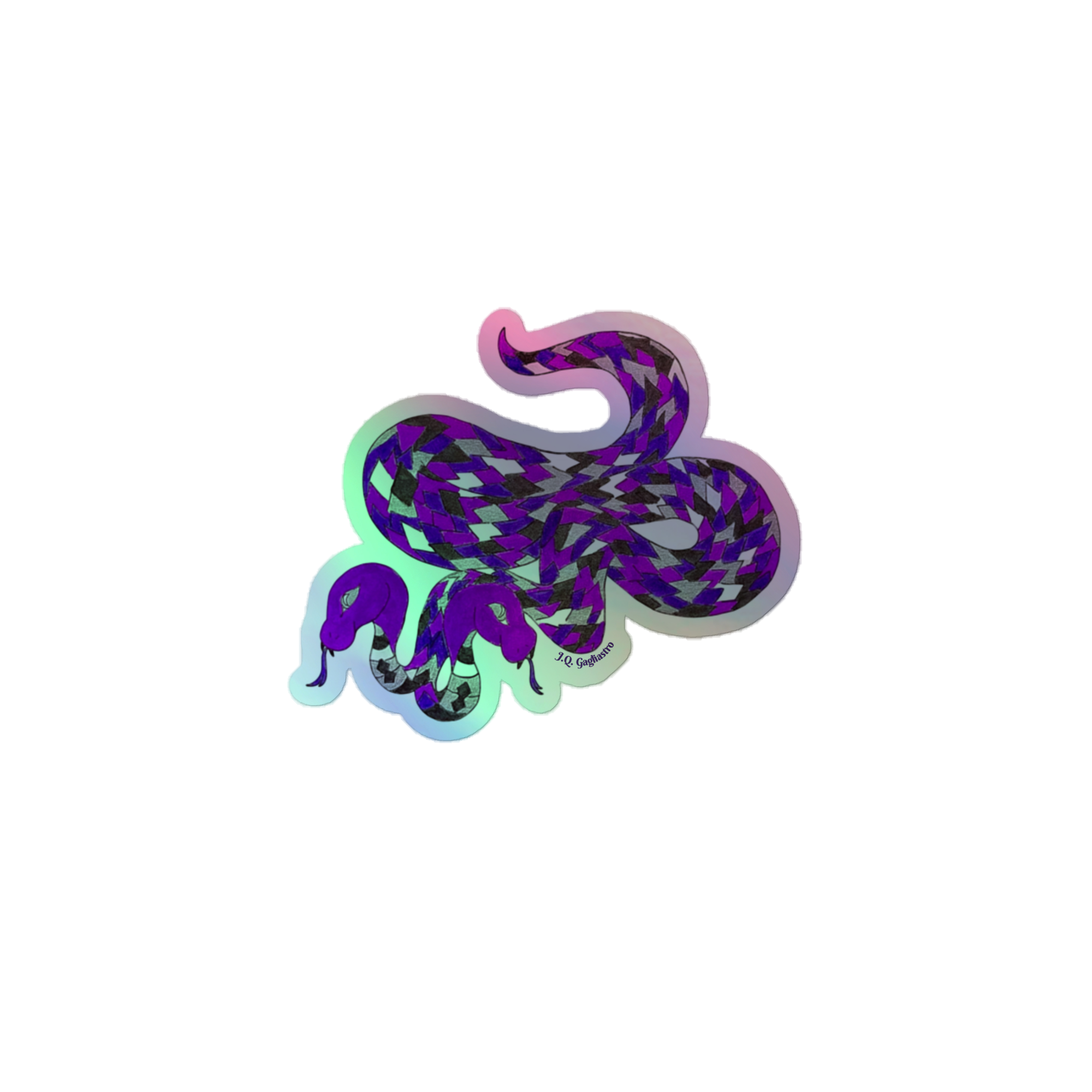 Double-Headed Violet Viper Holographic Sticker