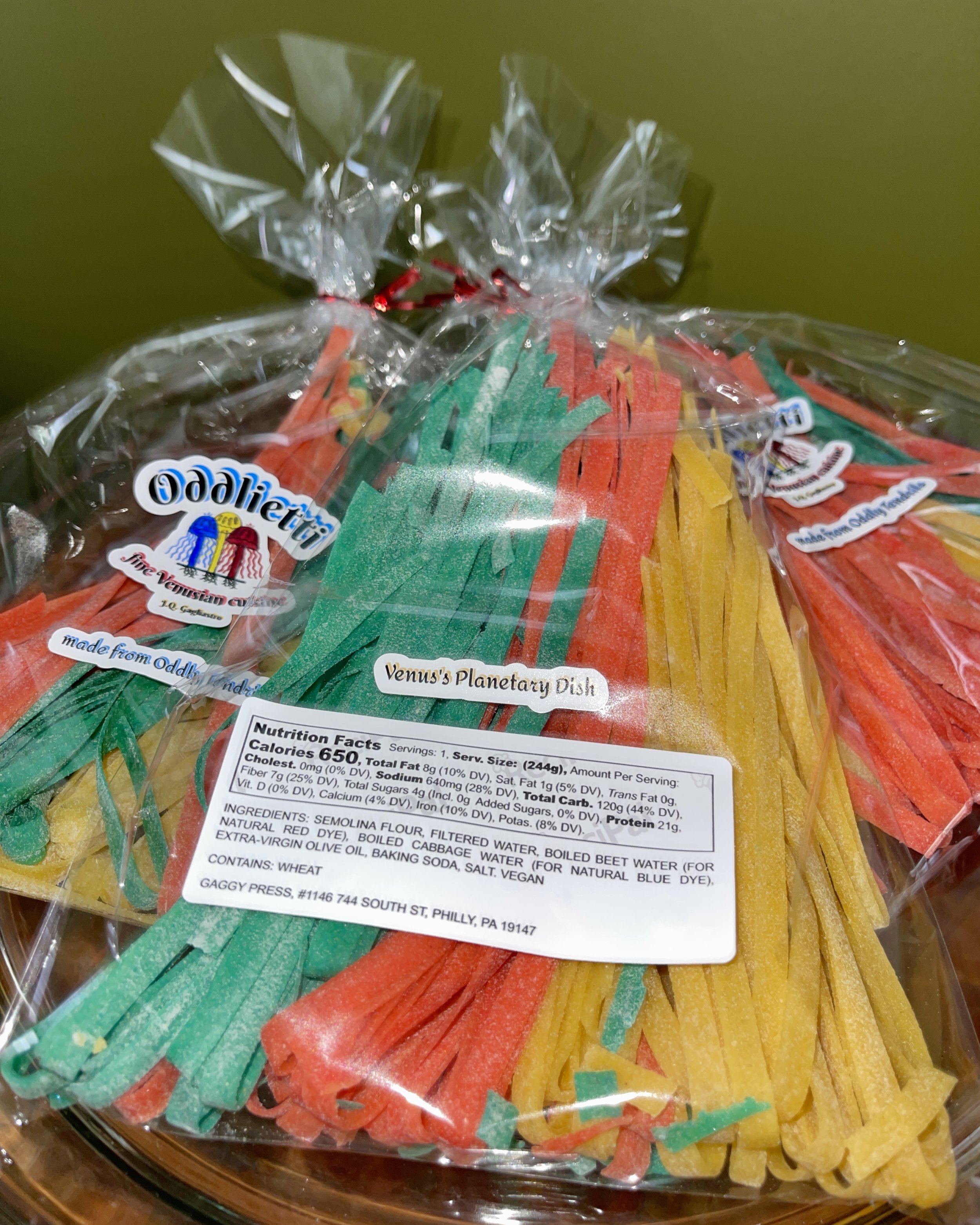 oddlietti pasta colored pasta J.Q. Gagliastro merch Mercury to the Moon pasta