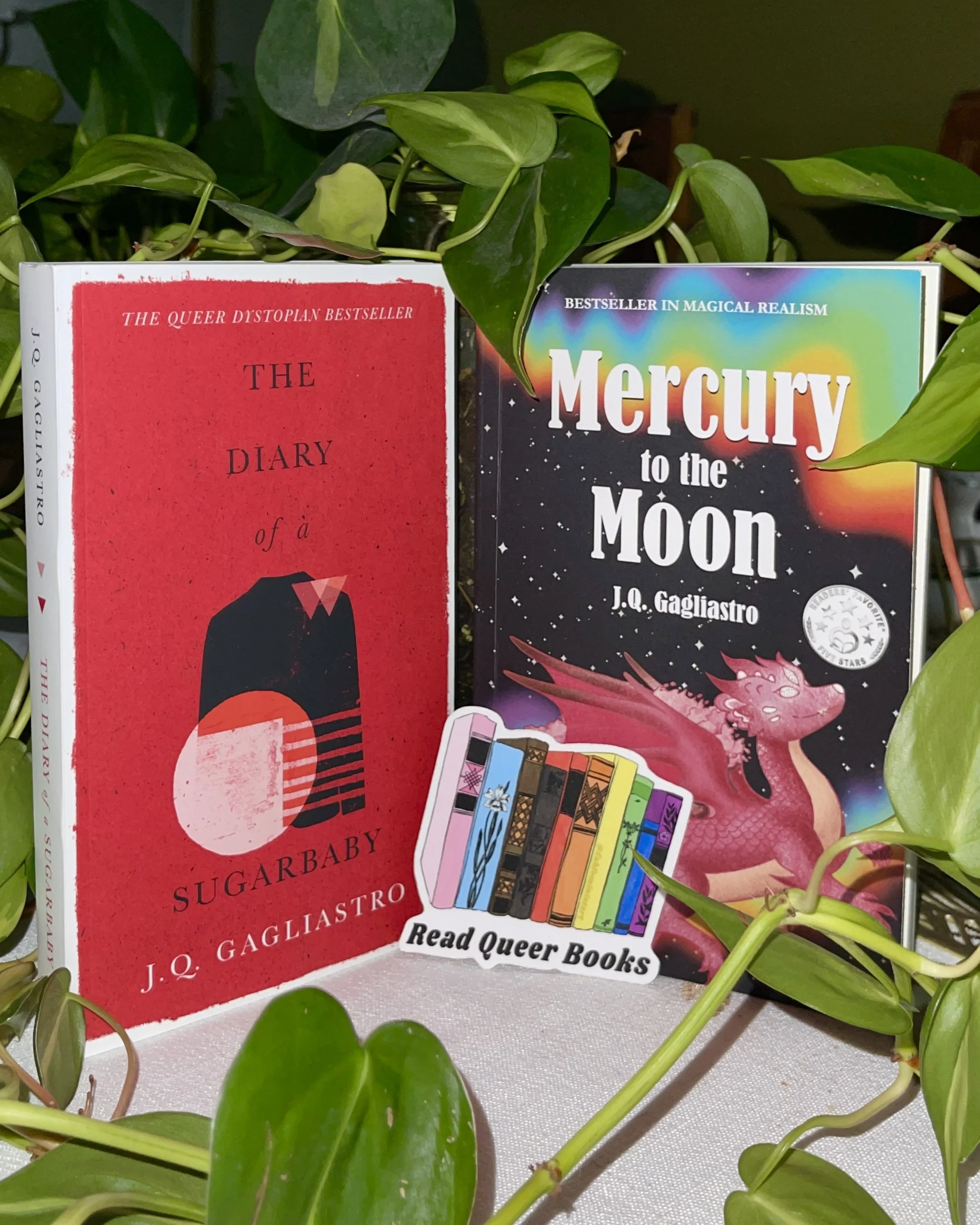 Mercury to the Moon by J.Q. Gagliastro duel set books ya fantasy and The Diary of a Sugarbaby adult political fiction