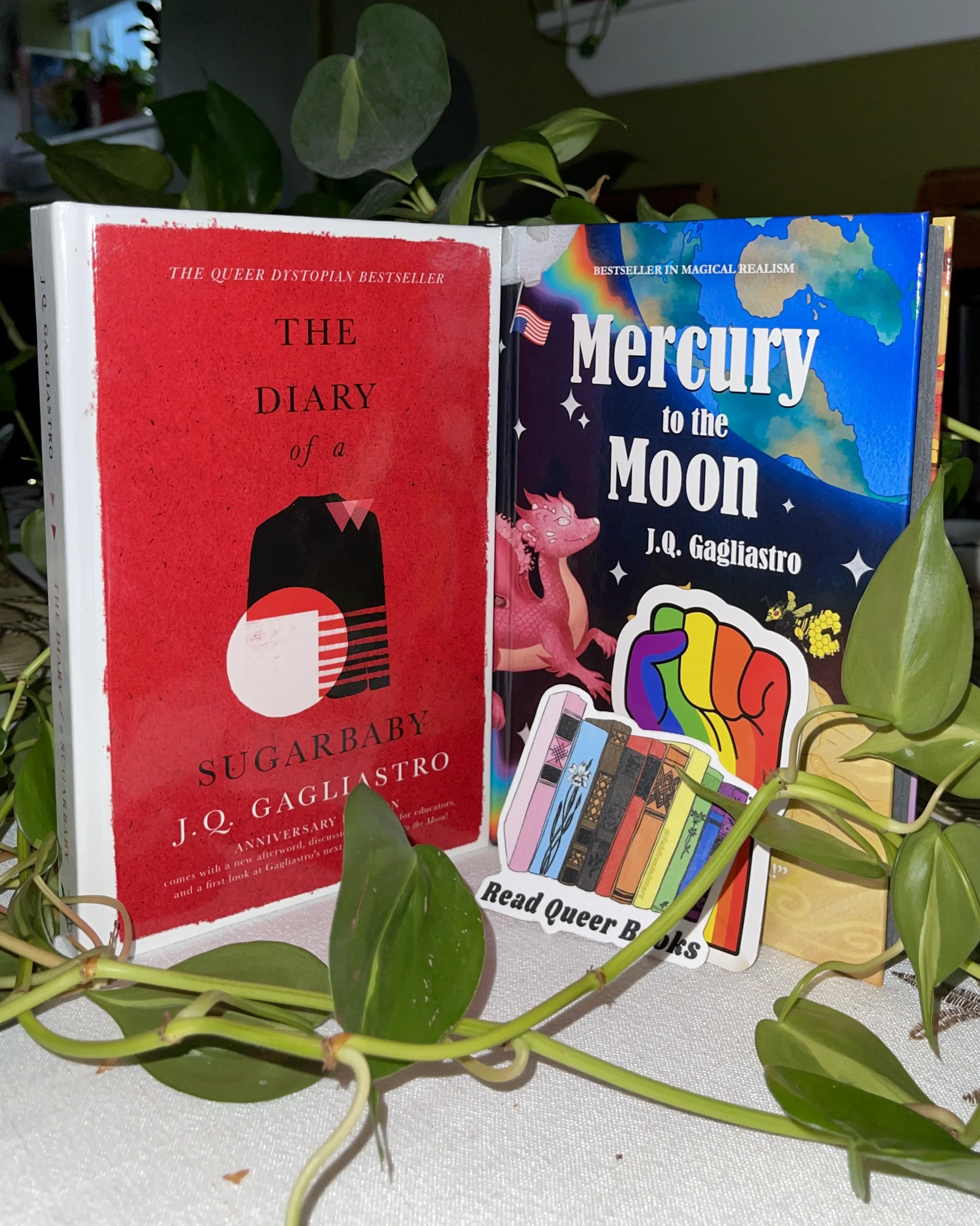 Mercury to the Moon by J.Q. Gagliastro duel set books ya fantasy and The Diary of a Sugarbaby adult political fiction