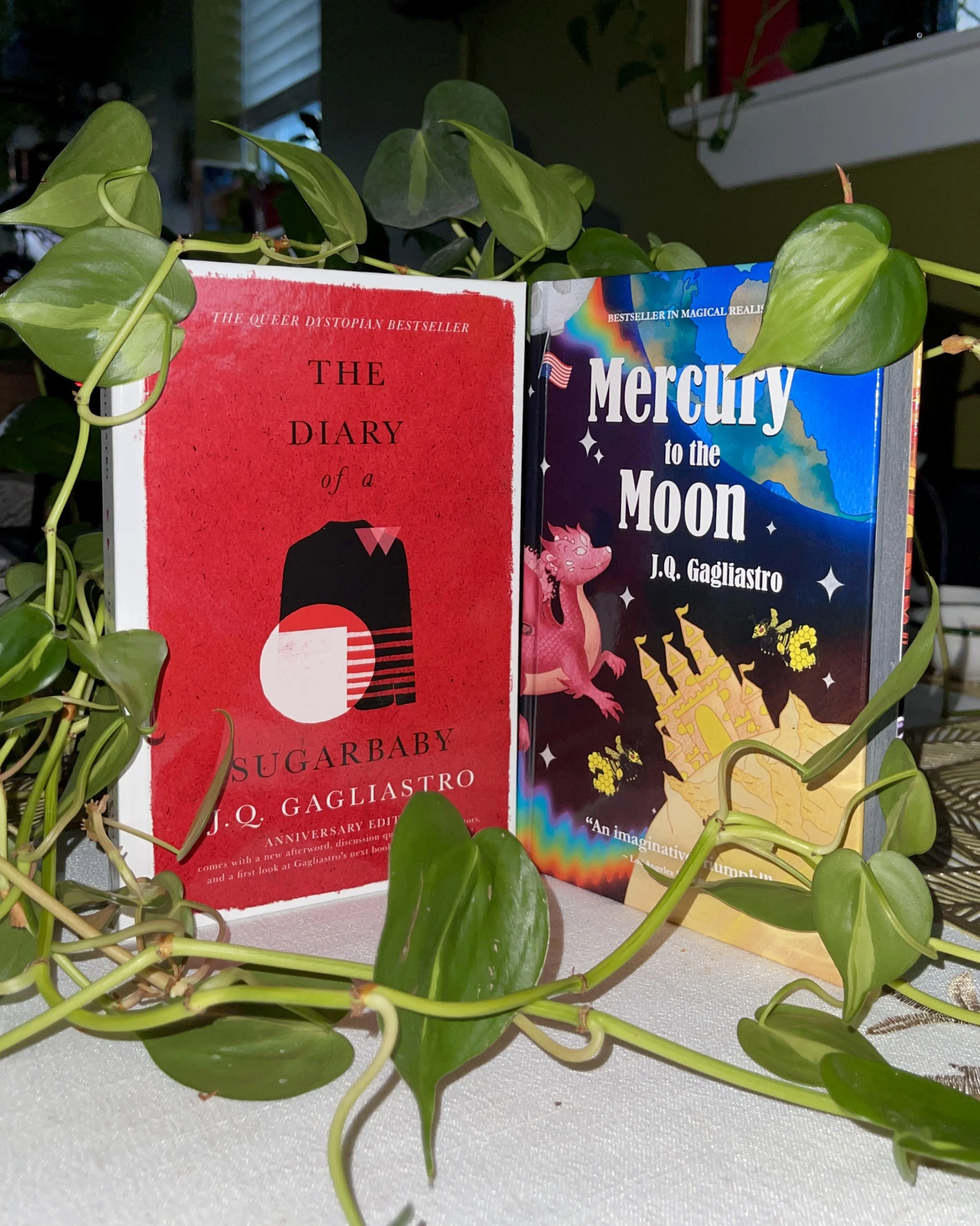 Mercury to the Moon by J.Q. Gagliastro duel set books ya fantasy and The Diary of a Sugarbaby adult political fiction