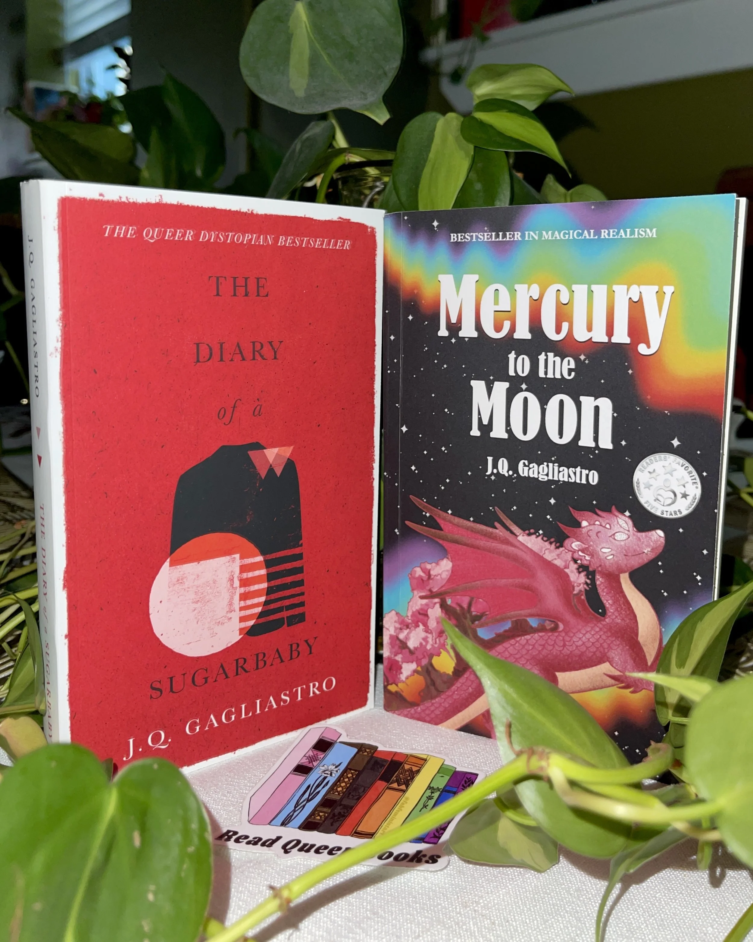 Mercury to the Moon by J.Q. Gagliastro duel set books ya fantasy and The Diary of a Sugarbaby adult political fiction