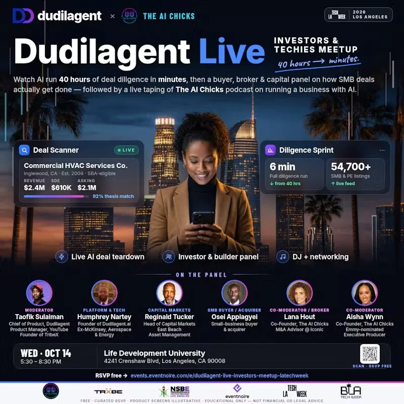 Dudilagent Live: Investors & Techies Meetup with The AI Chicks (LA Tech Week)