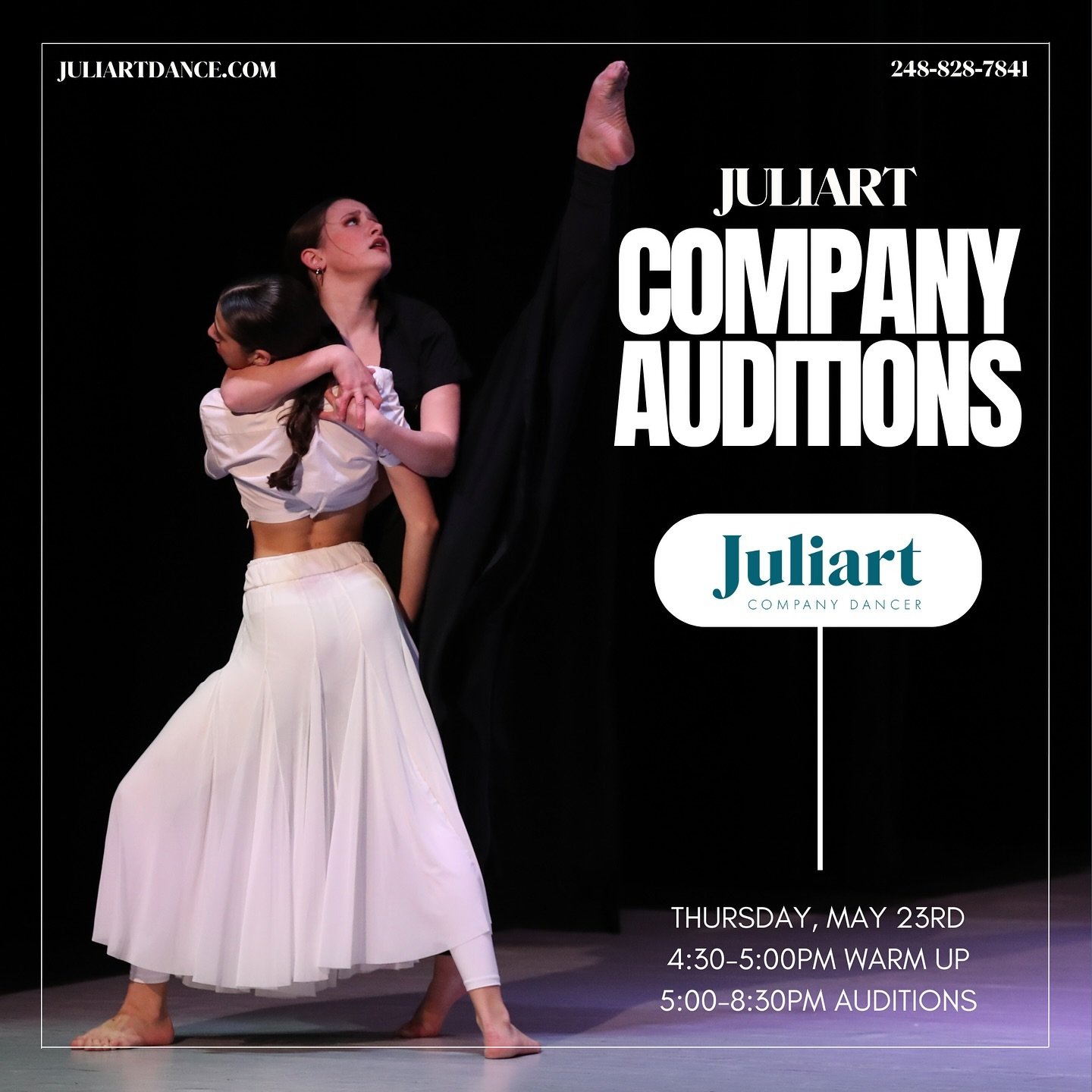 COMPANY AUDITIONS | Thursday, May 23rd 
Juliart Company Dancers, our award-winning pre-professional program, ranges in ages from 7-18, compete locally February through May &amp; train year round. Interested in joining? Come dance with us next season!