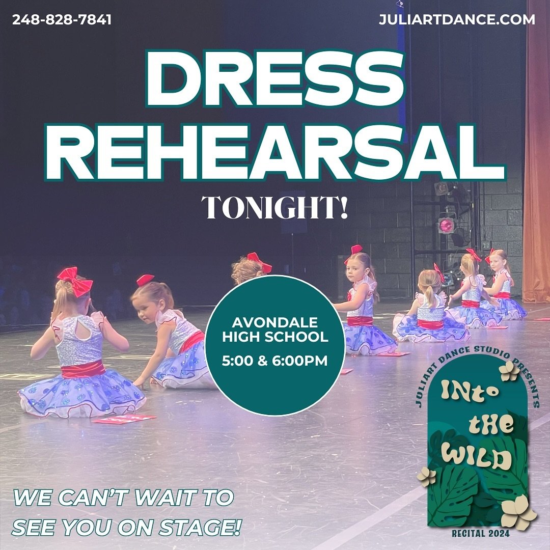 It&rsquo;s Recital Week!! 🎉 Starting out with Dress Rehearsal TONIGHT at 5pm &amp; 6pm @ Avondale High School. We can&rsquo;t wait to see the dances on stage see everyone in their costumes! 🩵🍃🪩🌼🌳

There&rsquo;s still time to buy tickets to our 