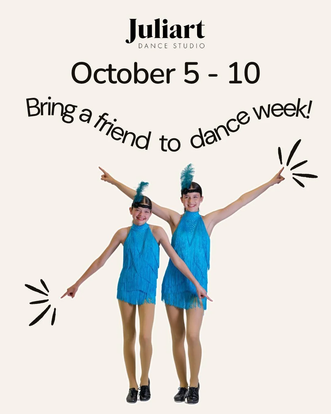 This week is the week! 🙌 Bring a Friend to Dance Week kicks off Monday, October 5th. 

Grab a friend and bring them along &mdash; first class is on us! 

Haven&rsquo;t tried a new class yourself yet? October&rsquo;s the month to do it, totally free.