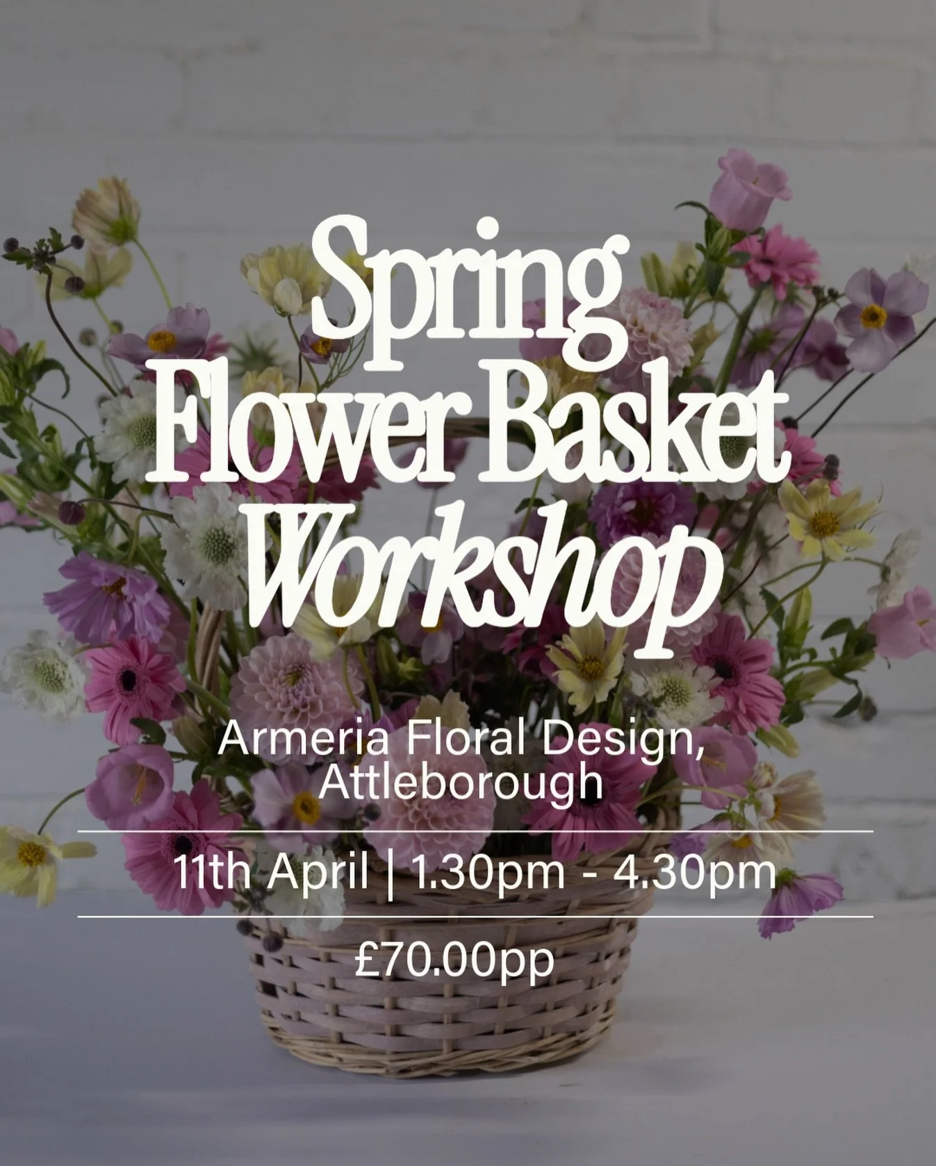 UPCOMING WORKSHOP AT ARMERIA 📍💐

Join us for an afternoon of flower arranging, spring basket style! Whether you&rsquo;re a total beginner or just love flowers, this workshop is your perfect creative escape. In a warm, welcoming setting, you&rsquo;l