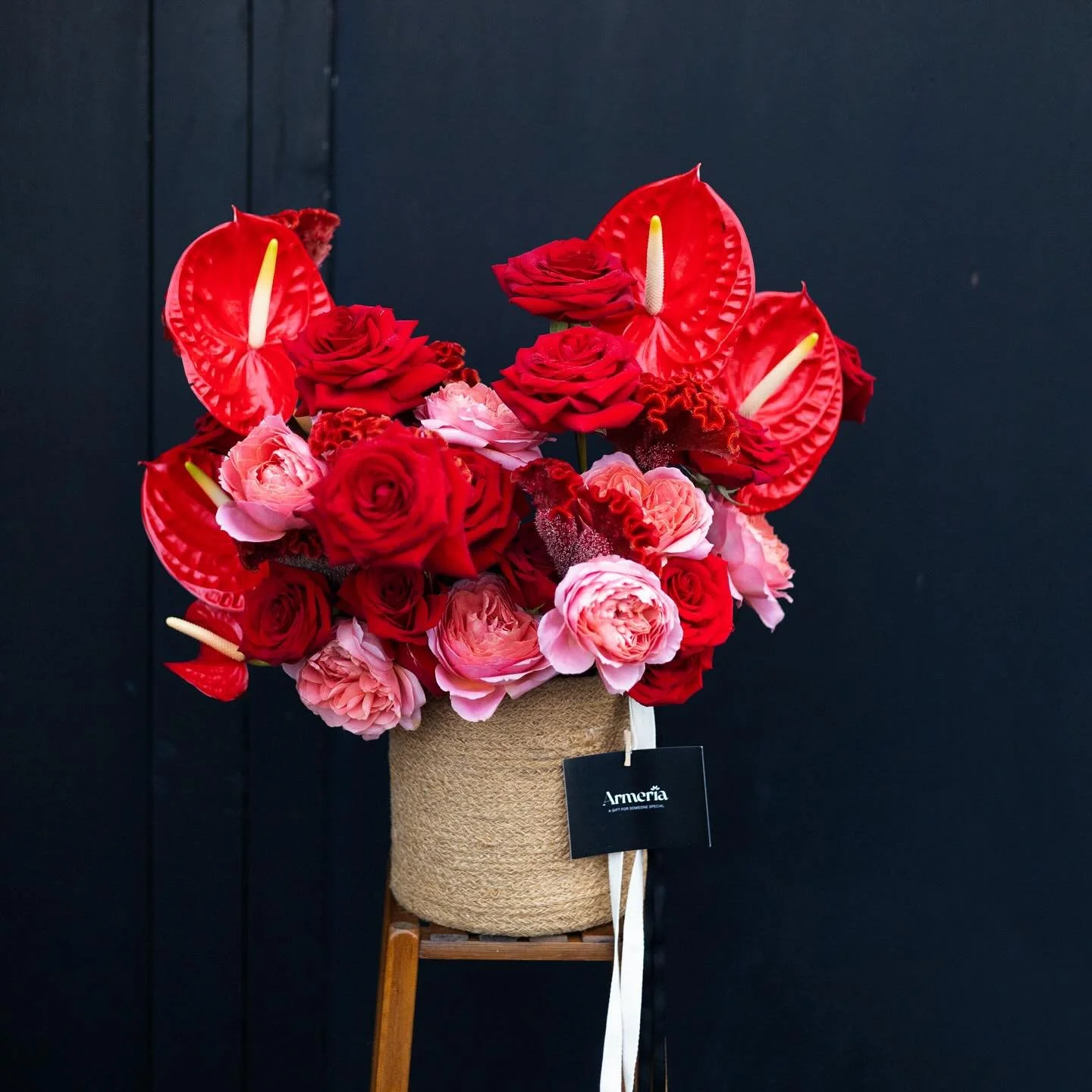 The Hingham Valentines Day Basket Arrangement