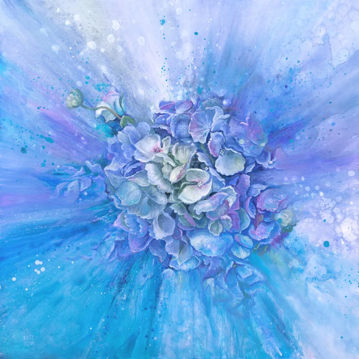 Hydrangea, 24x24, oil and acrylic on wood, by Kate Tova, 20251.jpg