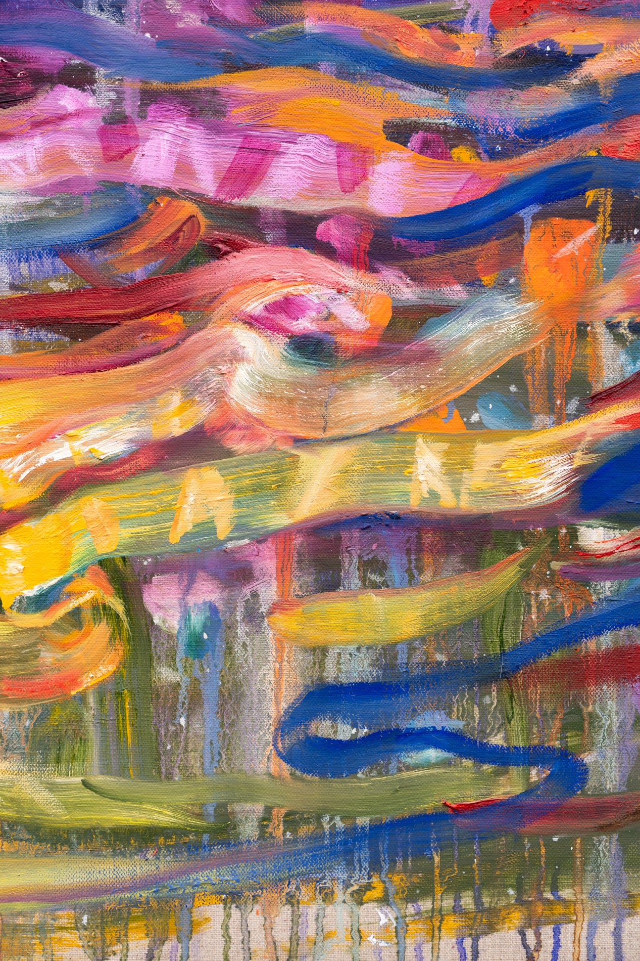 Ancestral Threads, 48x48, Oil on Linen, 2025 (detail)