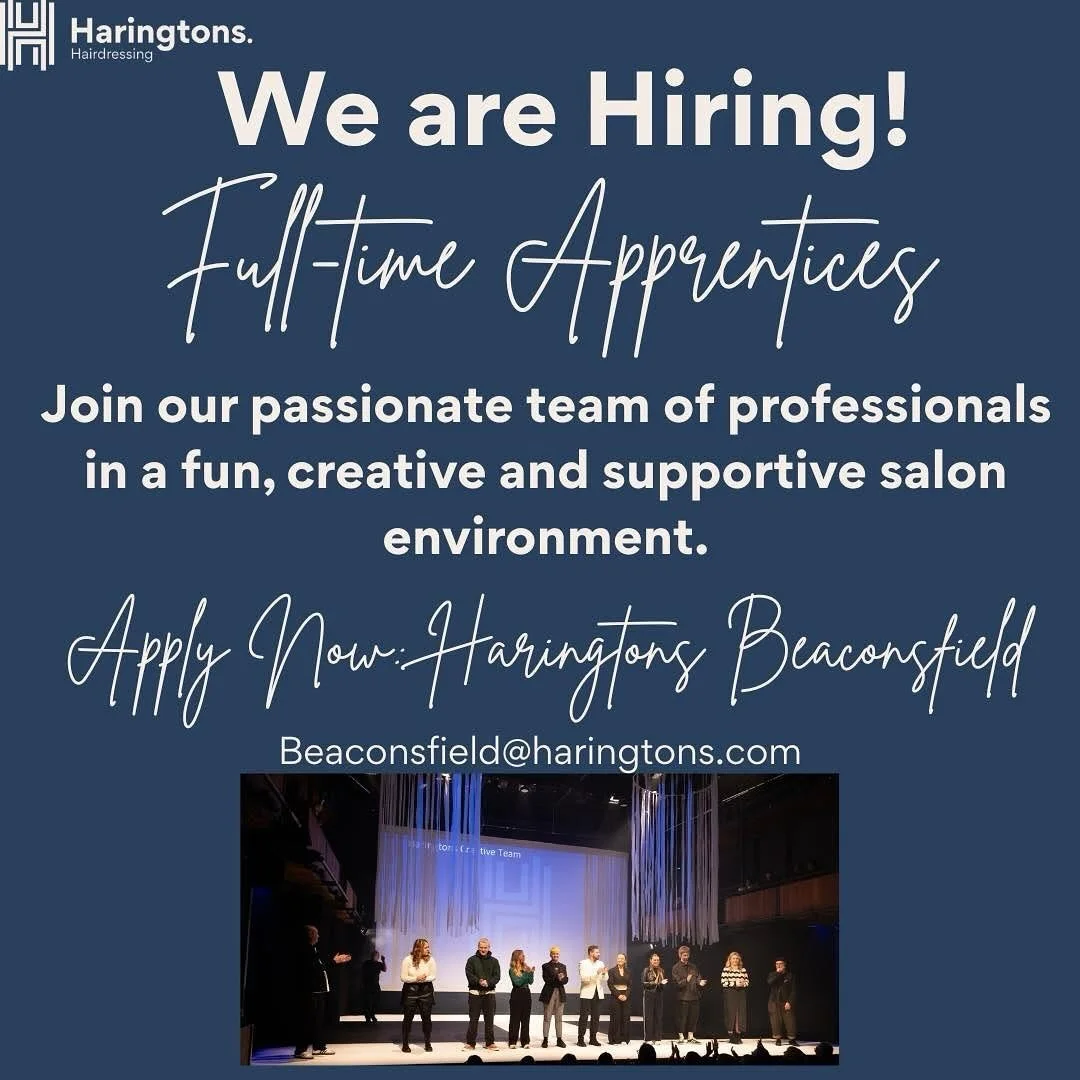 We&rsquo;re hiring @haringtonsbeaconsfield 🤩

Dreaming of a career in hair? Apply now! 🌟

beaconsfield@haringtons.com

#haringtonshair #haringtonshairdressing #haringtonsbeaconsfield #beaconsfieldsalon #beaconsfieldapprenticeships #hairdressingappr