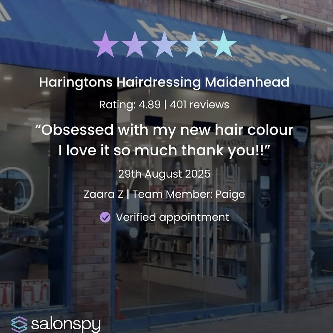 Amazing review for @haringtonsmaidenhead 🌟🌟🌟🌟🌟 

Well done Paige! Seeing your reviews makes all the difference and we appreciate every single one 🫶🏻 

Call @haringtonsmaidenhead to book on 01628636747📞 

#5starreviews #hairgoals #reviews #col