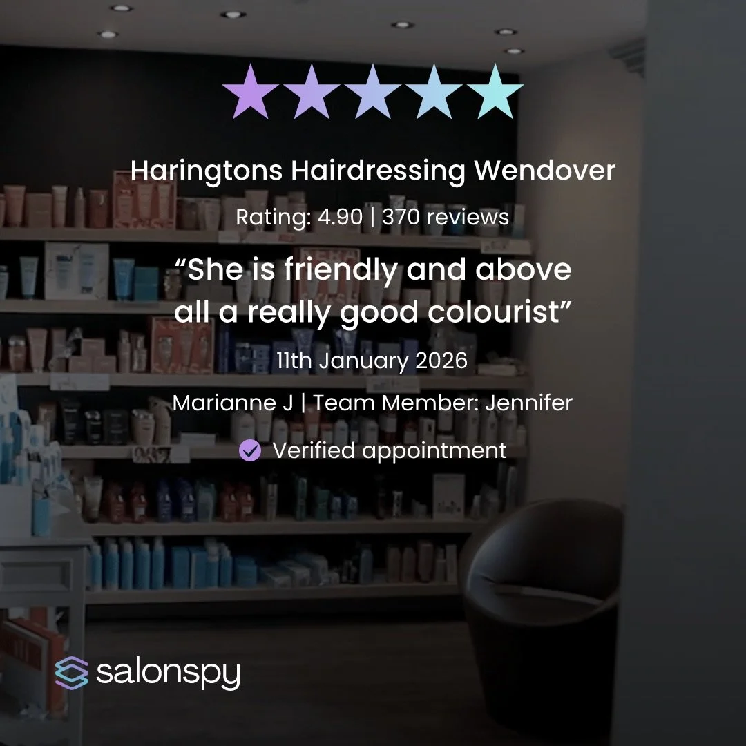 Fab Salon Spy Review for our Technical Director Jennifer ⭐️⭐️⭐️⭐️⭐️

After every visit our system prompts our clients to leave us a review of their experience &amp; we can&rsquo;t tell you how valuable they are. 

#haringtonswendover #salonreview #ha