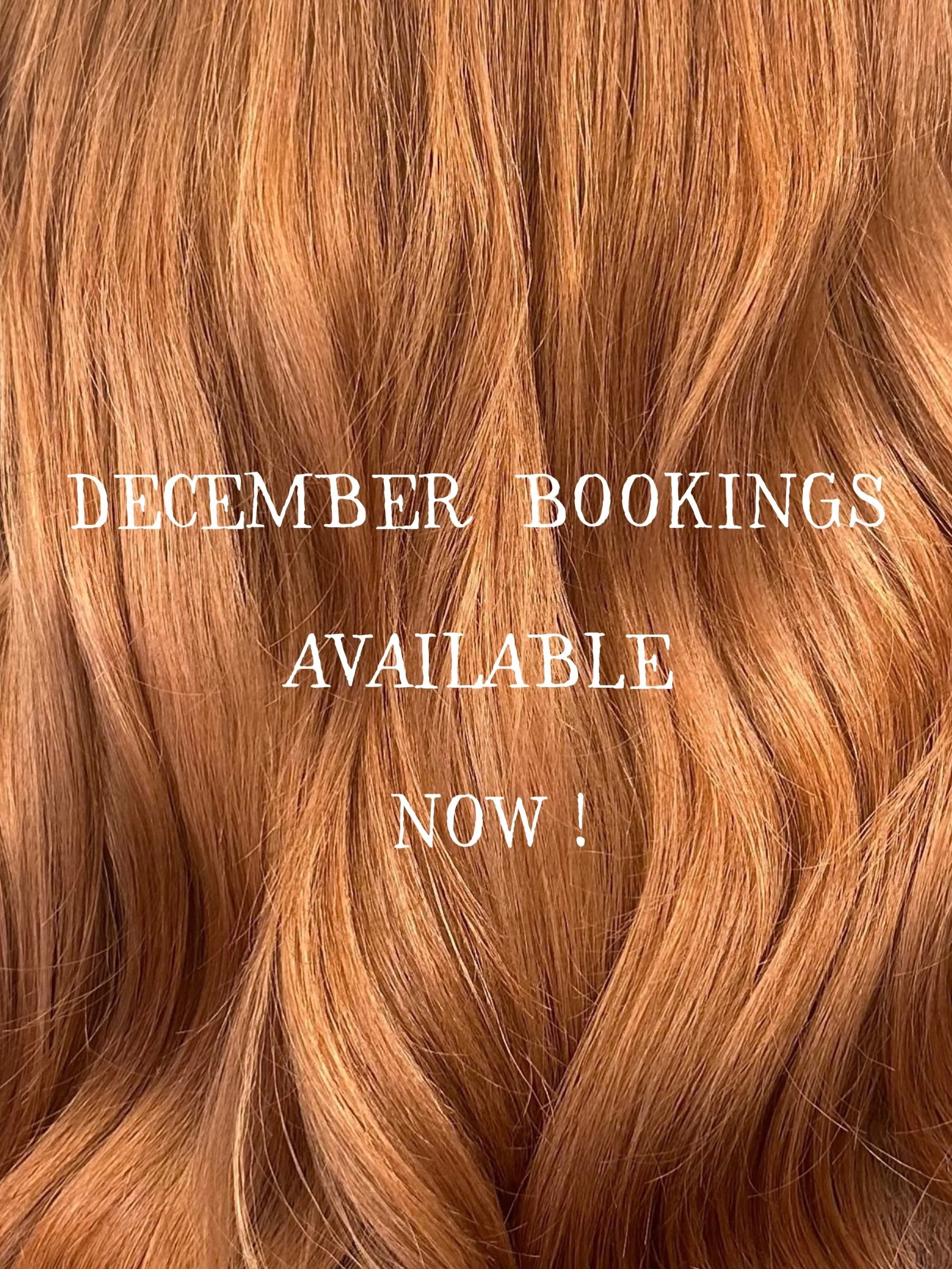 ✨ DECEMBER BOOKINGS ARE OPEN! ✨

The festive season is already filling up 🎄✨ and appointments are being snapped up!

If you&rsquo;re wanting your hair looking gorgeous for Christmas parties, festive events or Christmas Eve, now is the time to secure