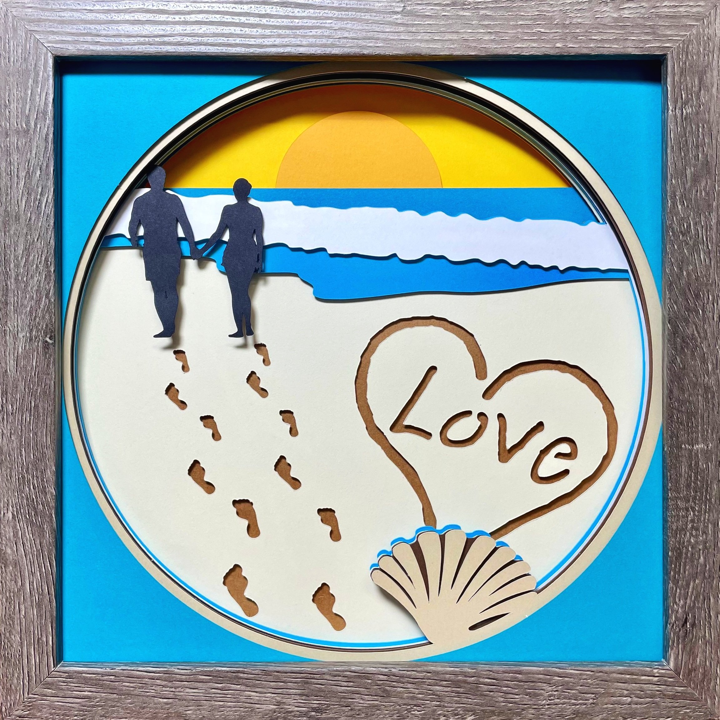 'Love' Beach Scene with Sunset