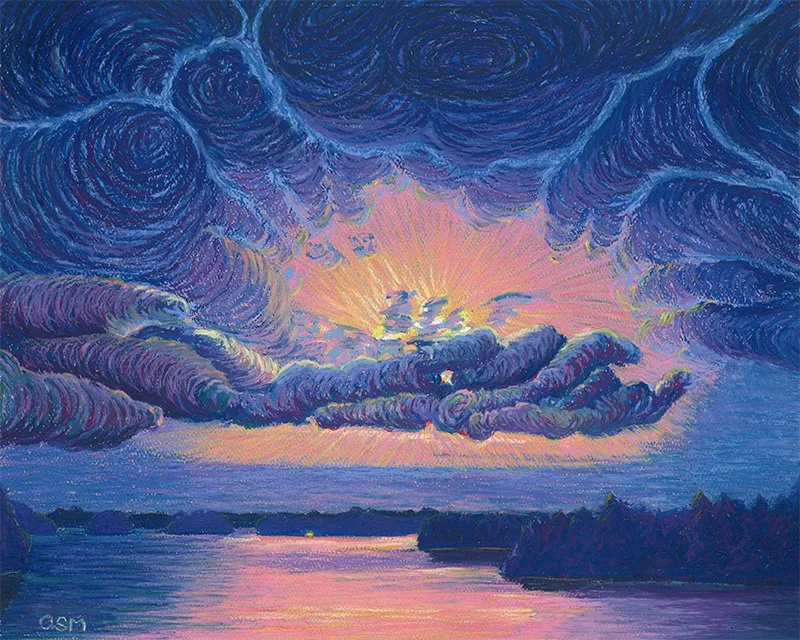 "Purple Lighting #2", 2024, Oil pastel on paper, 14"x11"