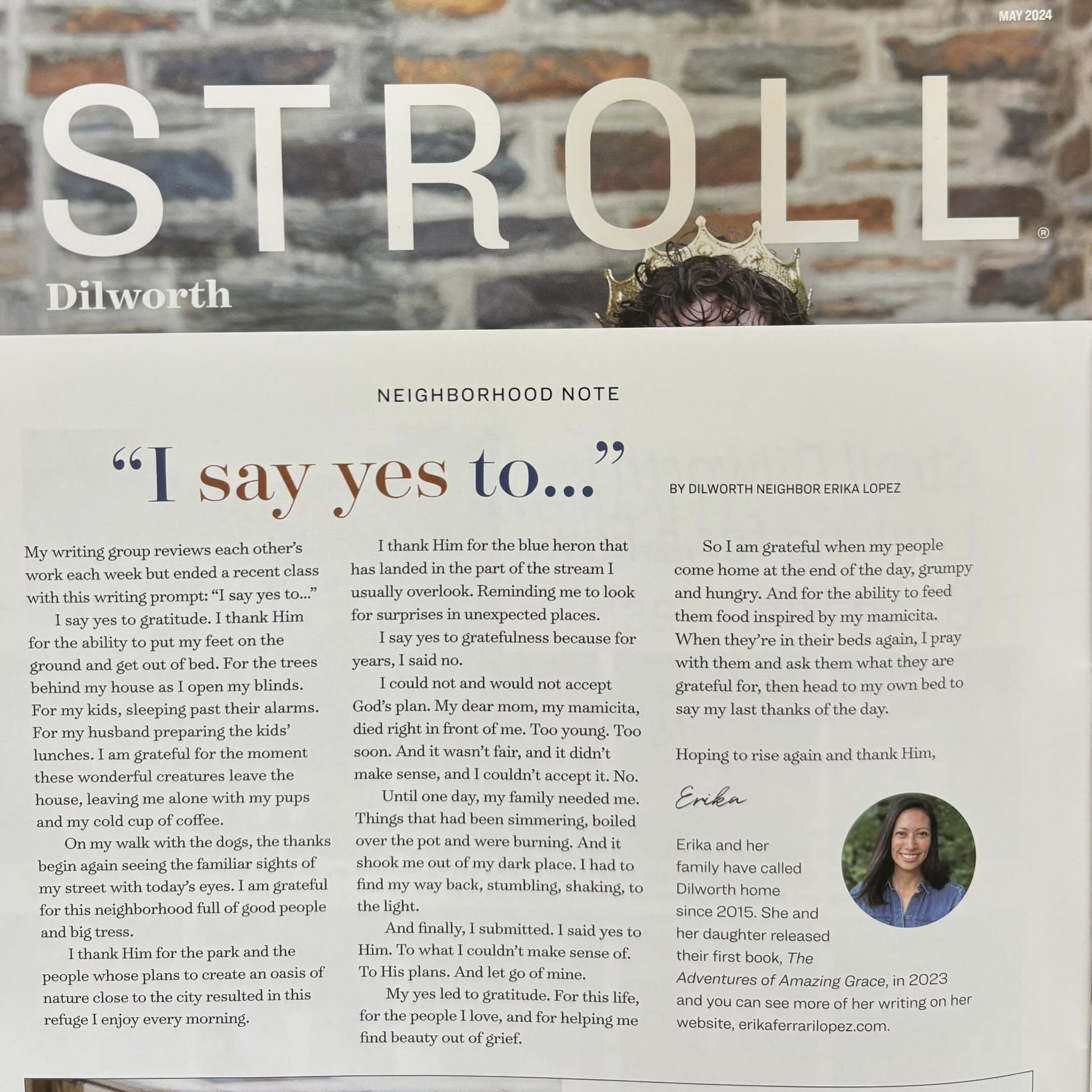 Thanks to @strolldilworth for reaching out to feature my &ldquo;I say yes to&hellip;&rdquo; piece in the May issue. You&rsquo;ll see it&rsquo;s very condensed compared to my full essay (you can read it on Landings, link in bio). I never think I can f