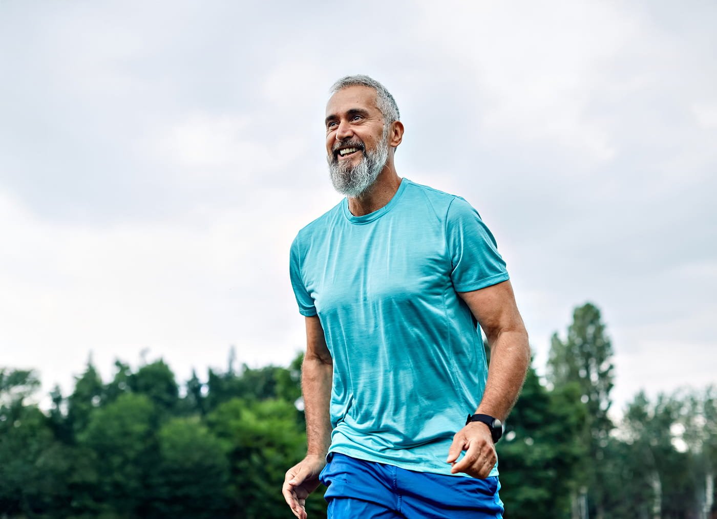 Man running outside at the park