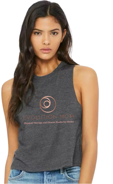 Racerback Cropped Tank - Charcoal Gray