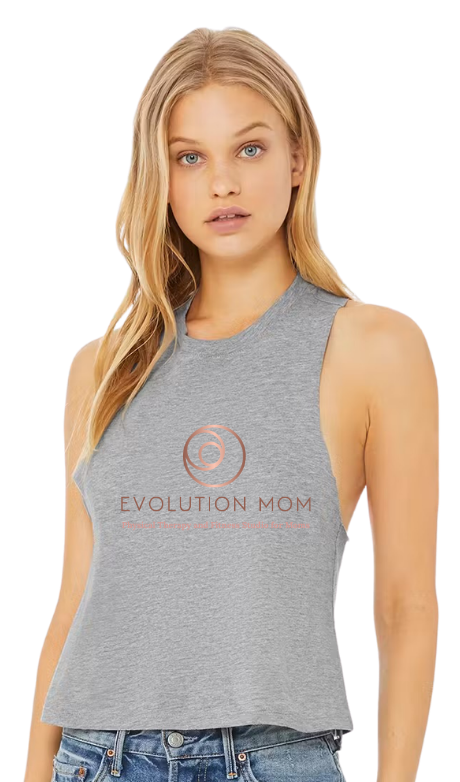 Racerback Cropped Tank - Light Gray