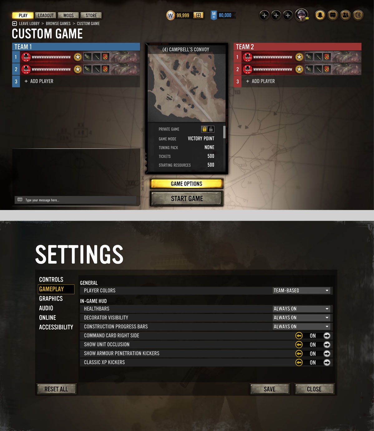 Company of Heroes 3 - Game Lobby and Settings Screens